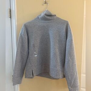 NWT Calia Women's Lunar Jacquard Funnel Neck Sweater in gray, medium